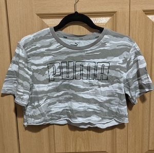 Puma beige camo crop top